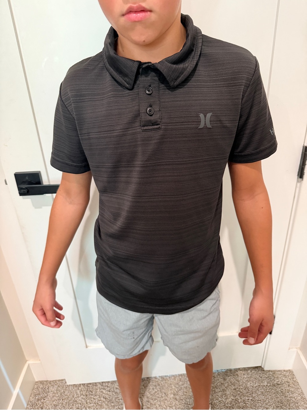 (QUANTITY 4) Hurley Black Striped Polo Uniform Shirt Small 8/9
